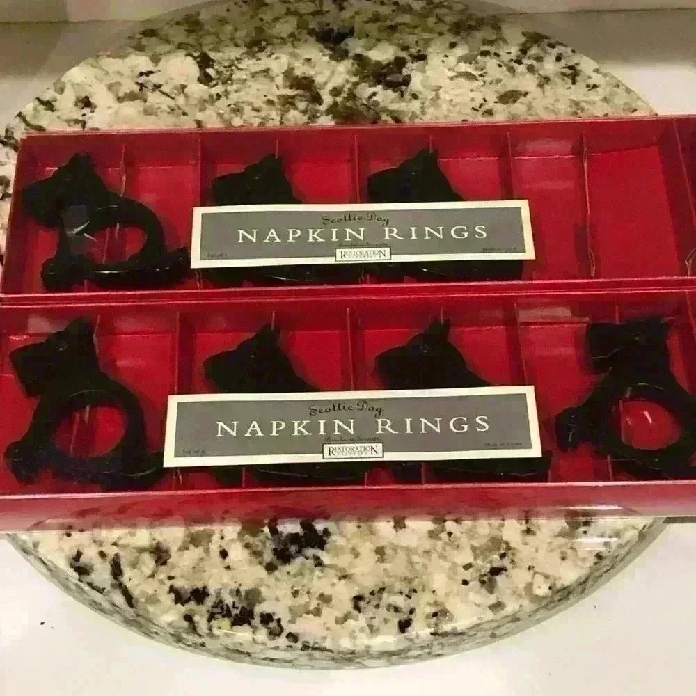 Restoration Hardware Scottie Dog Napkin Rings (7) Black